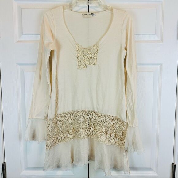 Johnny Was 4 Love And Liberty Floral Lace Cream Tiered Boho Top - Picture 1 of 7